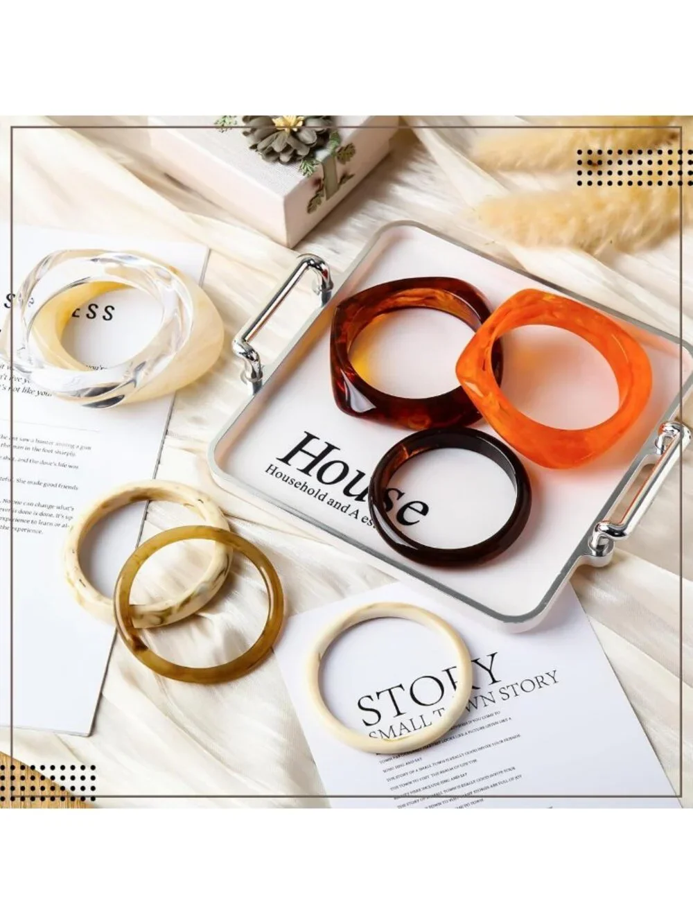 Colorful Chunky Acrylic Resin Bangle Bracelets Set for Women - Trendy Statement